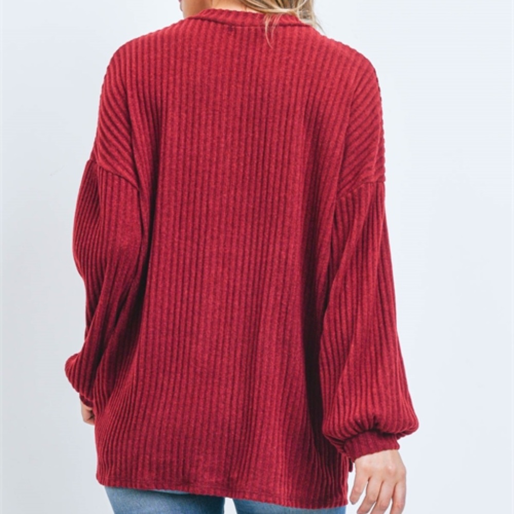 Burgundy sweater ribbed top - Picture 6 of 7